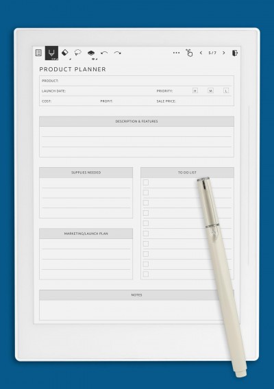 Supernote A6X Product Planner Template