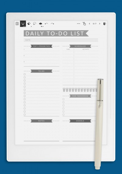 Scheduled Daily To Do List - Casual Style Template for Supernote