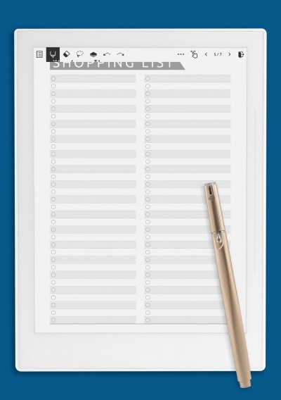 Supernote Shopping List Template - Casual Style