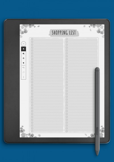 Shopping List Template - Floral Style template for Kindle Scribe