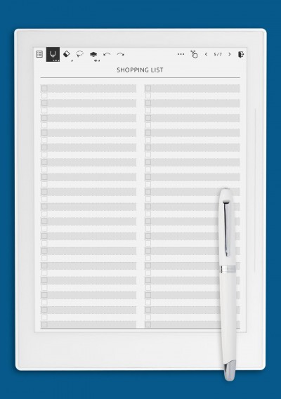 Supernote A6X Shopping List Template - Original Style