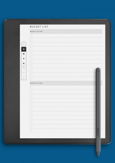 Kindle Scribe Simple Bucket List Template