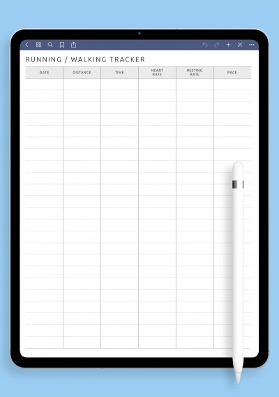 Simple Running and Walking Tracker Template for Notability