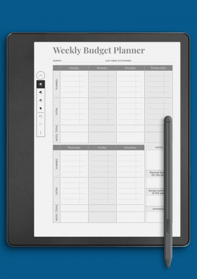Kindle Scribe Simple Weekly Budget Template