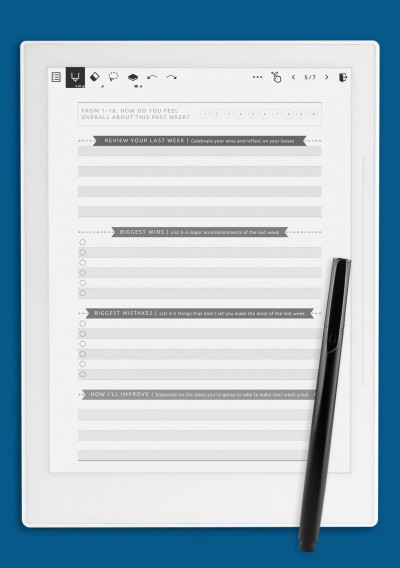 Simple Weekly Goal Review Template - Casual Style for Supernote