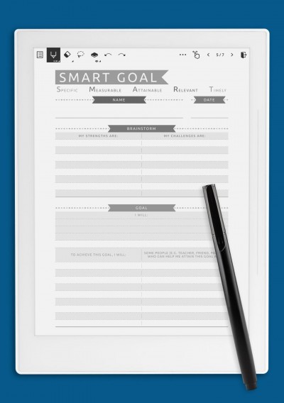 Supernote A5X SMART Goal Template - Casual Style