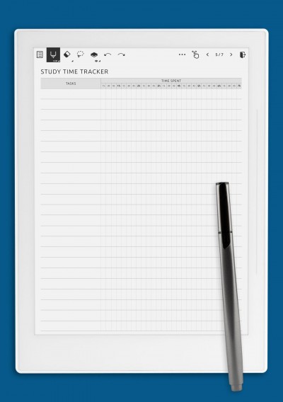 Study Time Tracker Template for Supernote