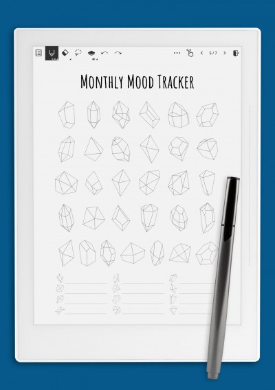 Monthly Mood Tracker Template - Crystals for Supernote