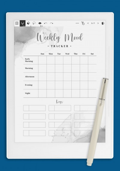 Weekly Mood Tracker Template - Aquarelle for Supernote