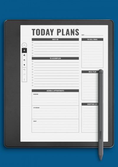 Today Plans with Agenda &amp; Appointments Template for Kindle Scribe
