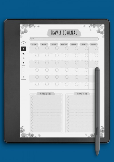 Kindle Scribe Travel Journal Template - Floral Style