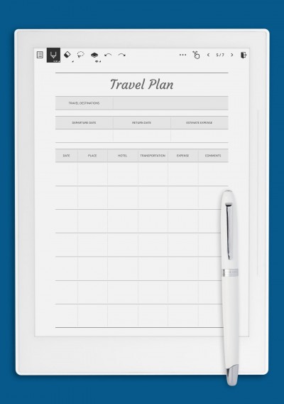 Supernote Travel Plan Template