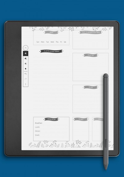 Undated Grey Daily Planner Template for Kindle Scribe