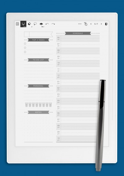 Undated Daily Planner Template - Casual Style for Supernote
