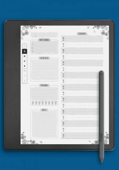 Kindle Scribe Undated Daily Planner Template - Floral Style