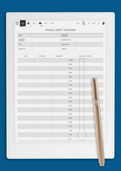 Visual Debt Tracker Template for Supernote A6X