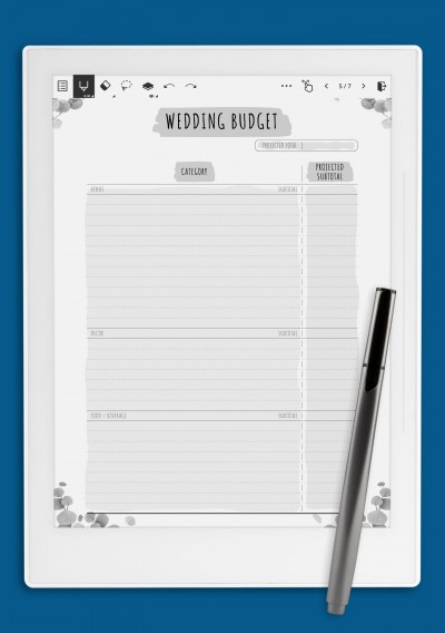 Wedding Budget Template - Floral for Supernote
