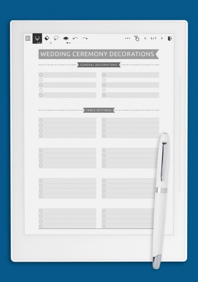 Wedding Ceremony Decorations - Casual Template for Supernote