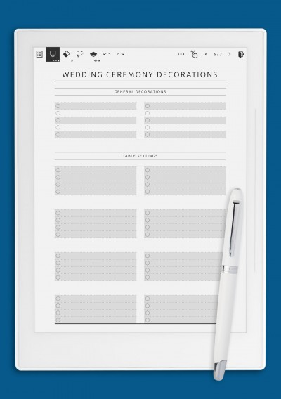 Wedding Ceremony Decorations - Original Template for Supernote