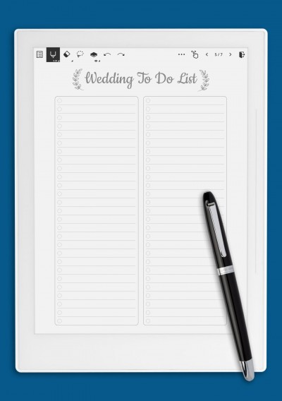 Supernote A5X Wedding To Do List - Elegance Style Template