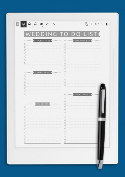 Supernote Wedding To Do List Template - Casual
