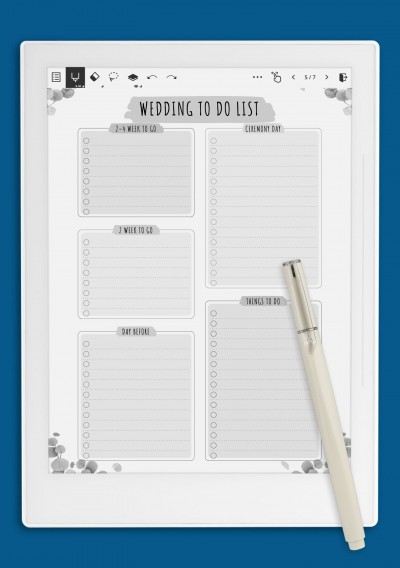 Supernote Wedding To Do List Template - Floral