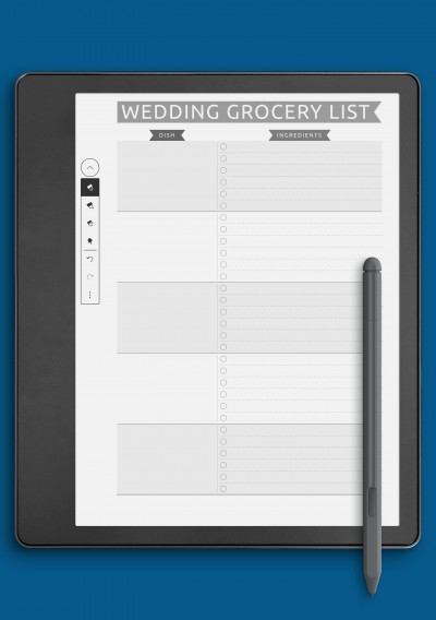 Kindle Scribe Wedding Grocery List Template - Casual