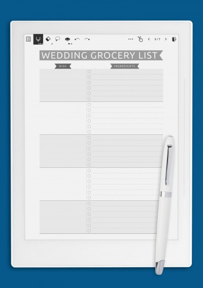 Wedding Grocery List - Casual Template for Supernote A5X