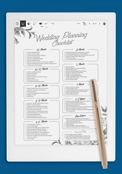 Wedding Planning Checklist - Eco Style Template for Supernote