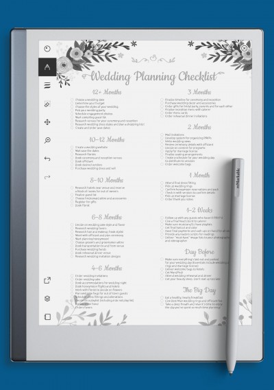 reMarkable Wedding Planning Checklist - Shabby Chic Style Template