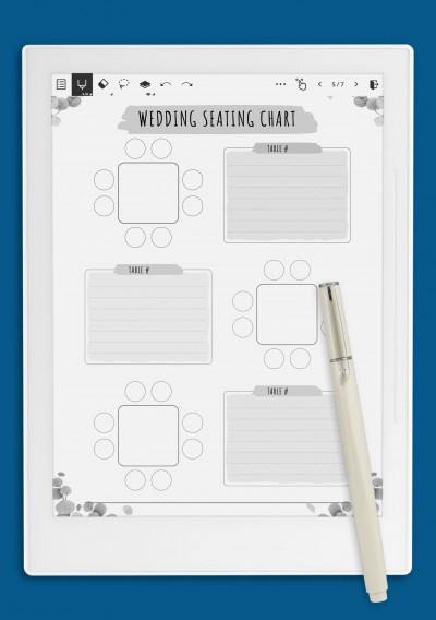Wedding Seating Chart - Floral Template for Supernote