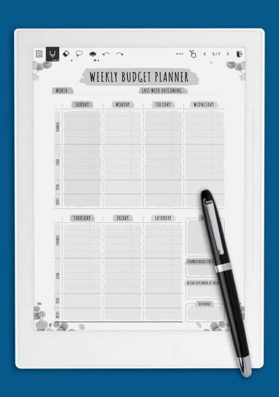 Supernote A6X Weekly Budget - Floral Style Template for Supernote