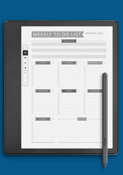 Weekly To Do List - Casual Style Template for Kindle Scribe
