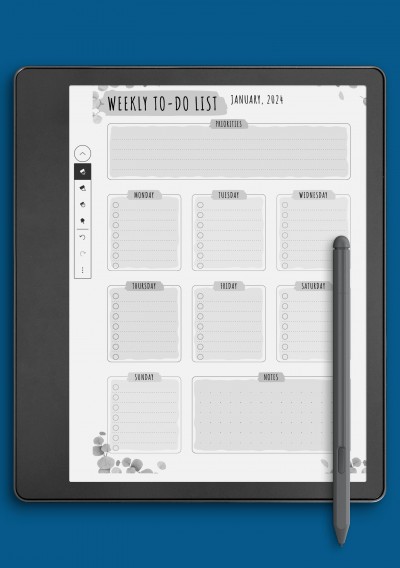 Weekly To Do List - Floral Style Template for Kindle Scribe