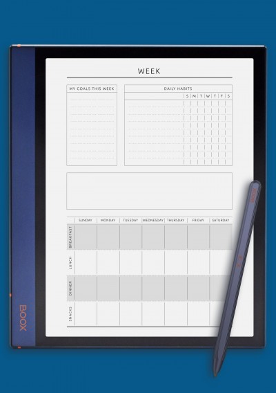 Weekly Fitness and Meal Plan Template for BOOX Note