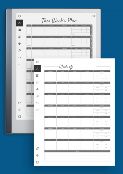 reMarkable Weekly fitness and meal template