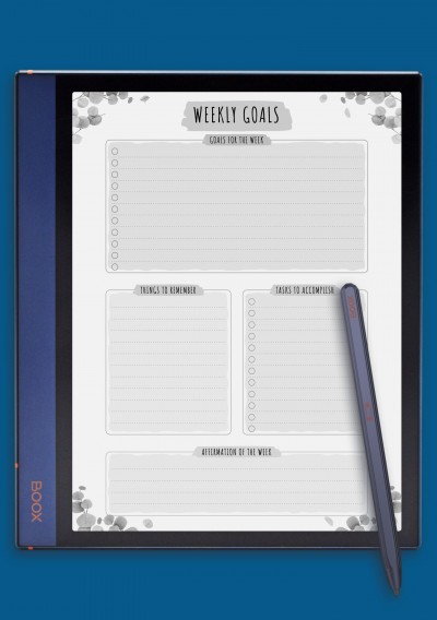 Weekly Goals - Floral Style Template for BOOX Note
