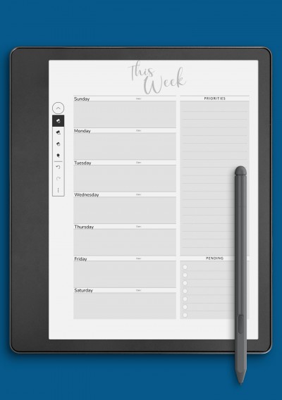 Weekly Plan Template for Kindle Scribe