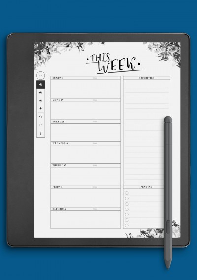 Weekly Planner template with Priorities for Kindle Scribe