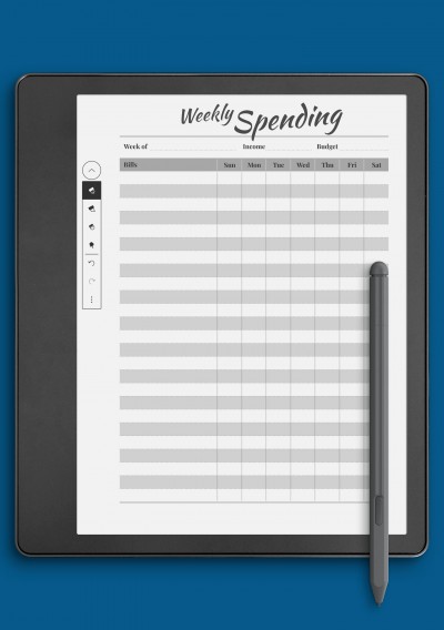 Weekly Spending Blank Template for Kindle Scribe