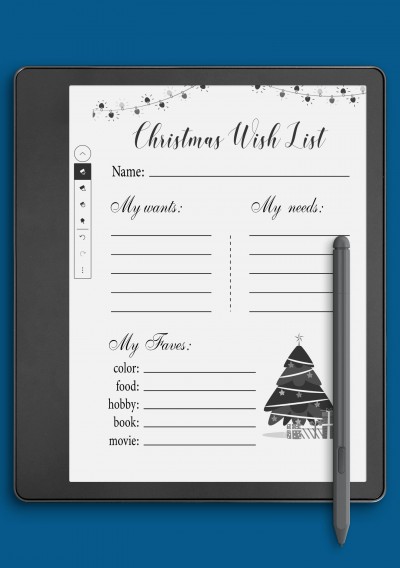 Kindle Scribe White Christmas Wish List Template