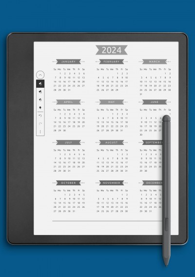 Yearly Calendar - Casual Style Template for Kindle Scribe