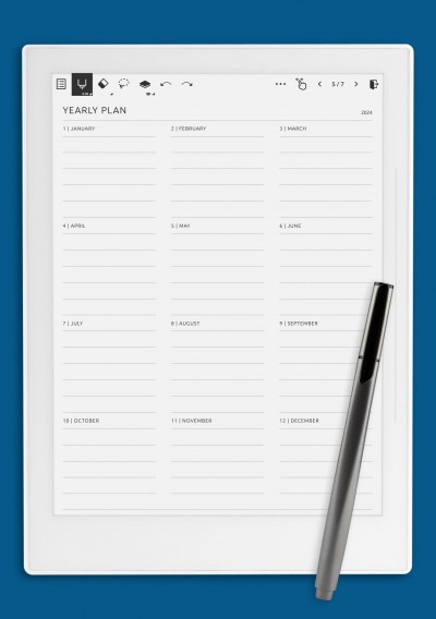 Supernote A6X Yearly Plan Template