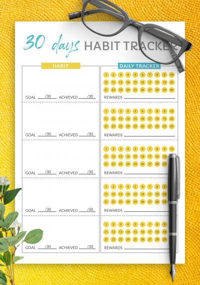 Download 30 Days Goal Habit Tracker Template