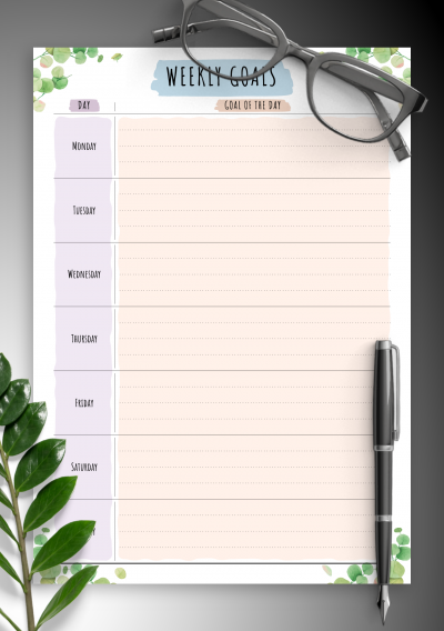 Download 7 Days Weekly Goals - Floral Style