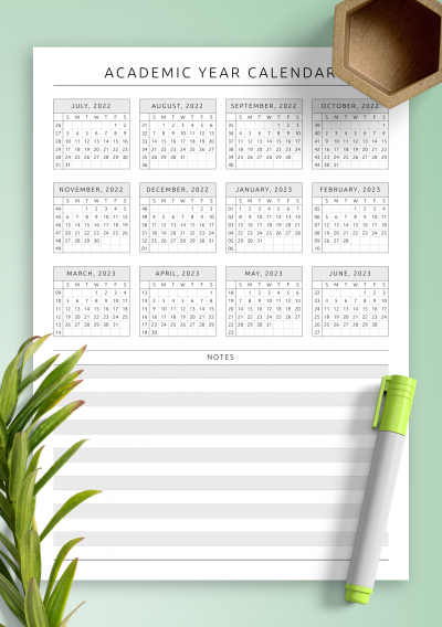Download Academic Year At-a-Glance Calendar Template
