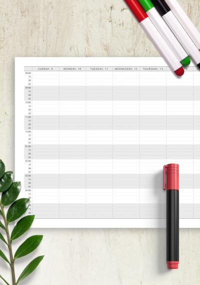 Download Appointment Calendar Template - Horizontal Layout