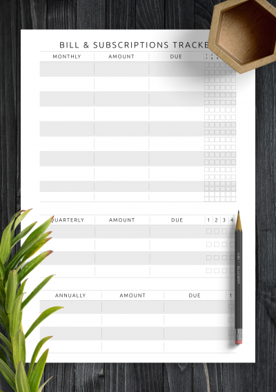 Download Bill & Subscriptions Tracker Template