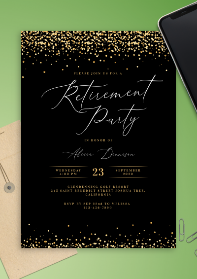 Download Black and Gold Retirement Party Invitation