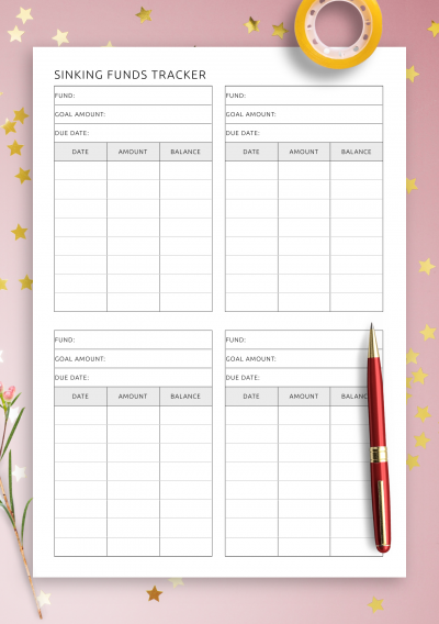 Download Blank Sinking Funds Tracker Template